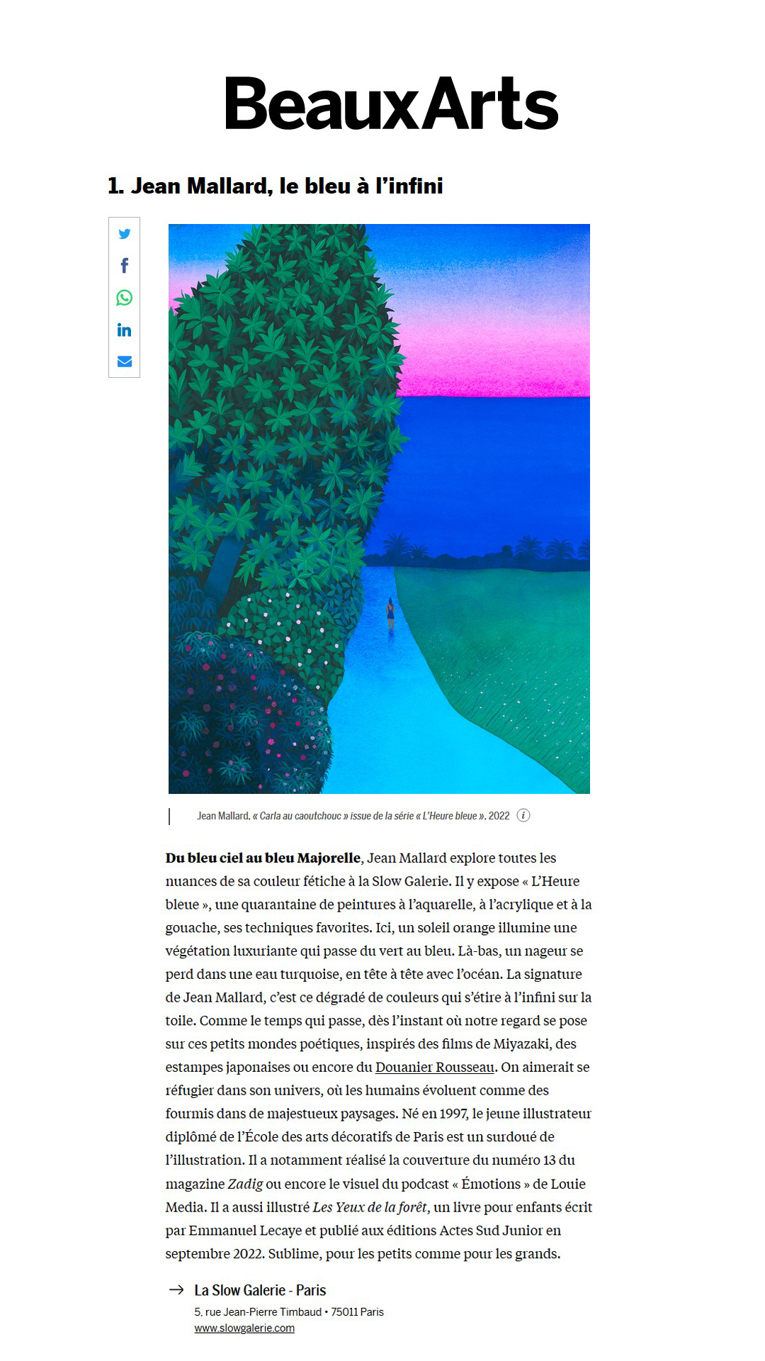 Article dans Beaux-Arts Magazine